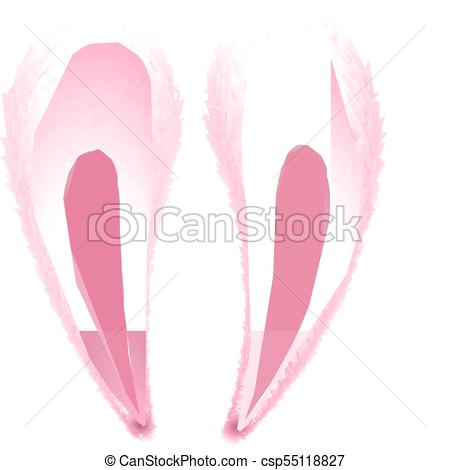 450x470 Vector Realistic Rabbit, Bunny Easter Ears. Vector Realistic