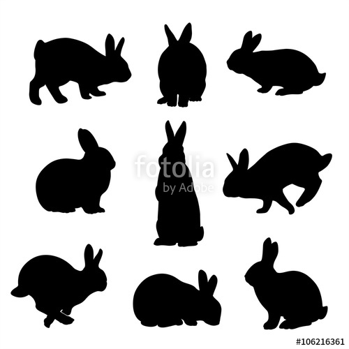 500x500 Easter Bunny Vector Rabbits Set Silhouettes Icon Graphic Vector
