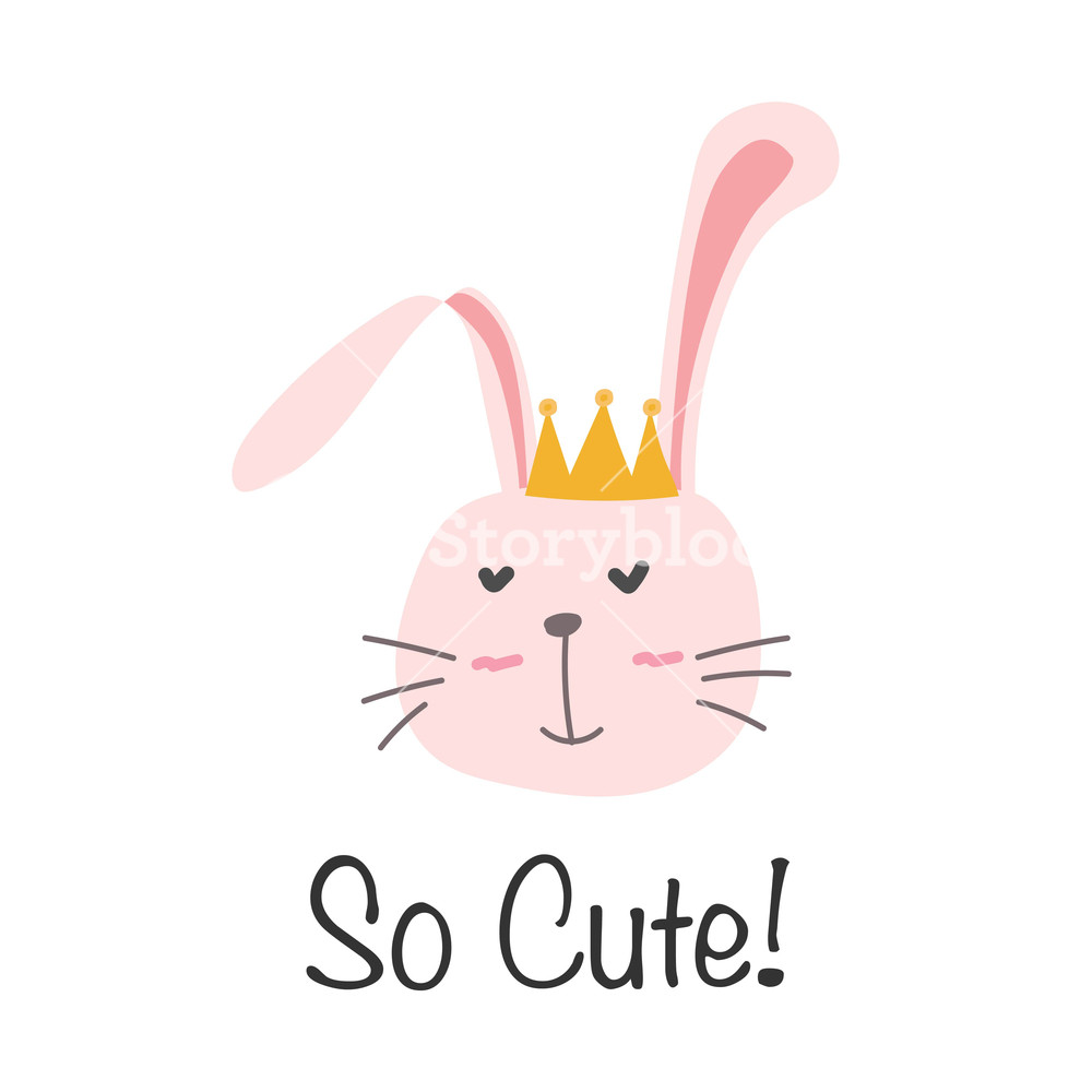 1000x1000 Little Bunny Princess. Cute Bunny Vector Illustration. Royalty