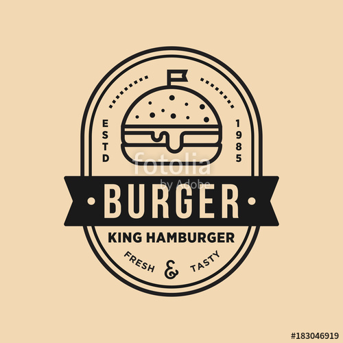 500x500 Vintage Burger King Shop Vector Logo Illustration Emblem Stock