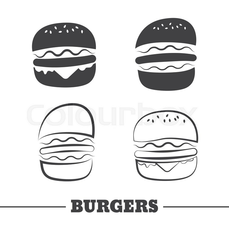 800x800 Burgers Vector Icons Or Elements For Logo. Silhouette Burger