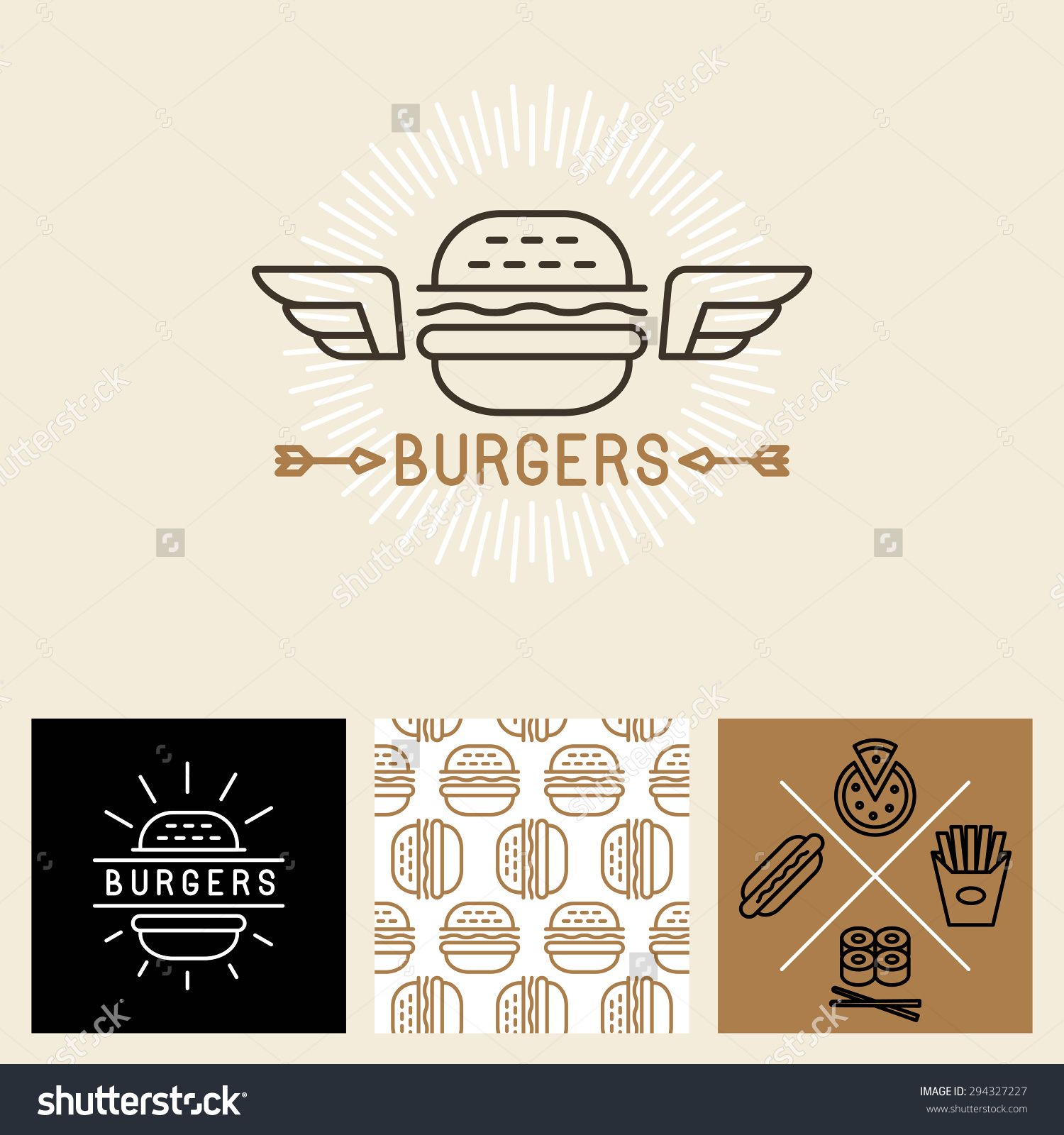 1500x1600 Vector Burger Logo Design Elements And Package Template