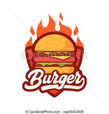 450x470 Burger Vector Logo Template. Burger Badge Logo Template.