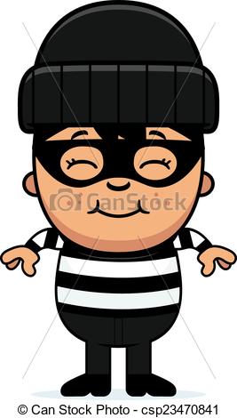267x470 Smiling Cartoon Little Burglar. A Cartoon Illustration Of A... Eps