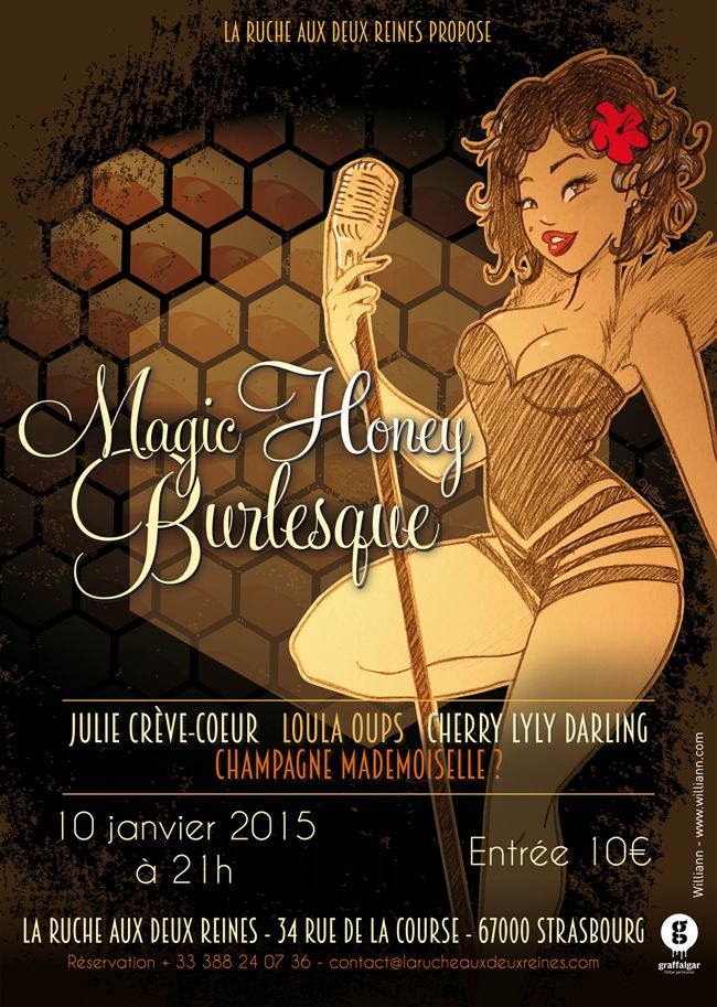 650x913 Magic Honey Burlesque Pencil Drawing And Vector Art. Show Poster