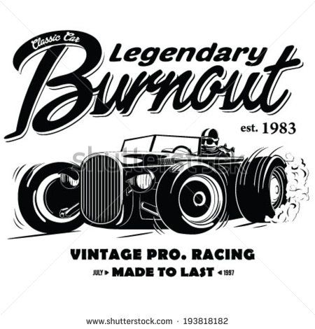 450x470 Vintage Race Car Burnout For Printing.