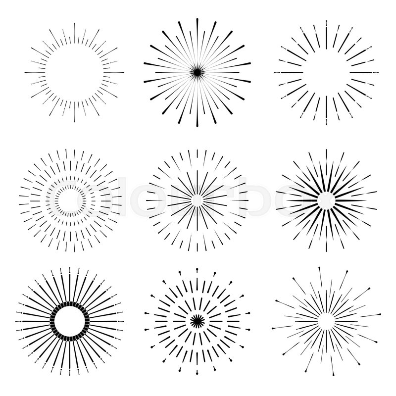 800x800 Retro Sun Burst Shapes. Vintage Starburst Logo, Labels, Badges