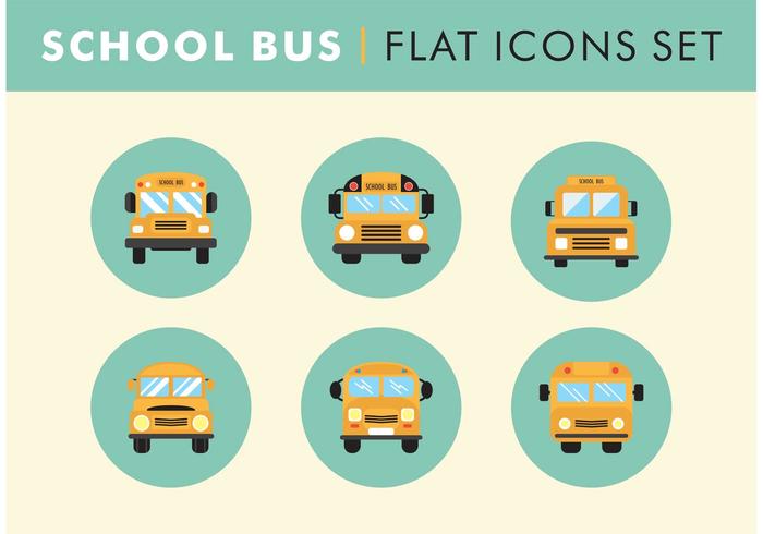 700x490 Flat School Bus Icons Set Vector