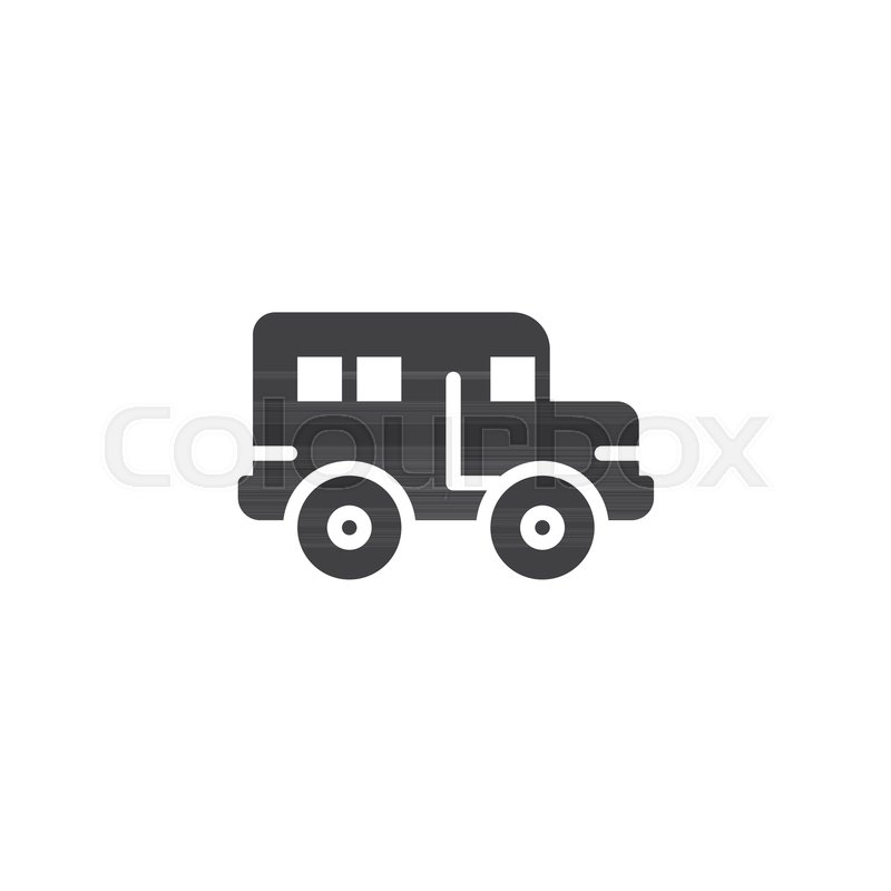 800x800 School Bus Icon Vector, Filled Flat Sign, Solid Pictogram Isolated