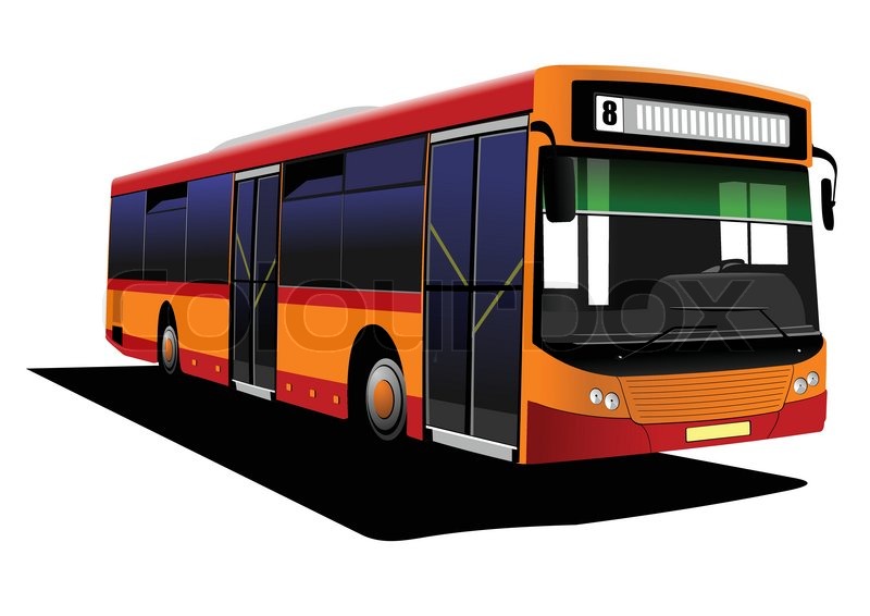 800x566 Red Orange City Bus Vector Illustration Stock Vector Colourbox
