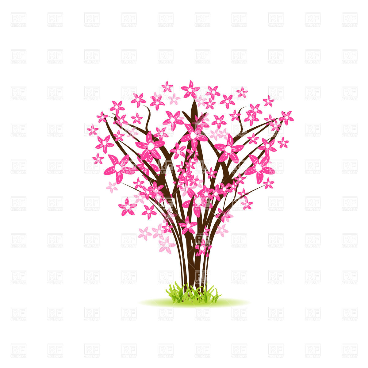 1200x1200 Blooming Bush With Pink Flowers Vector Image Vector Artwork Of