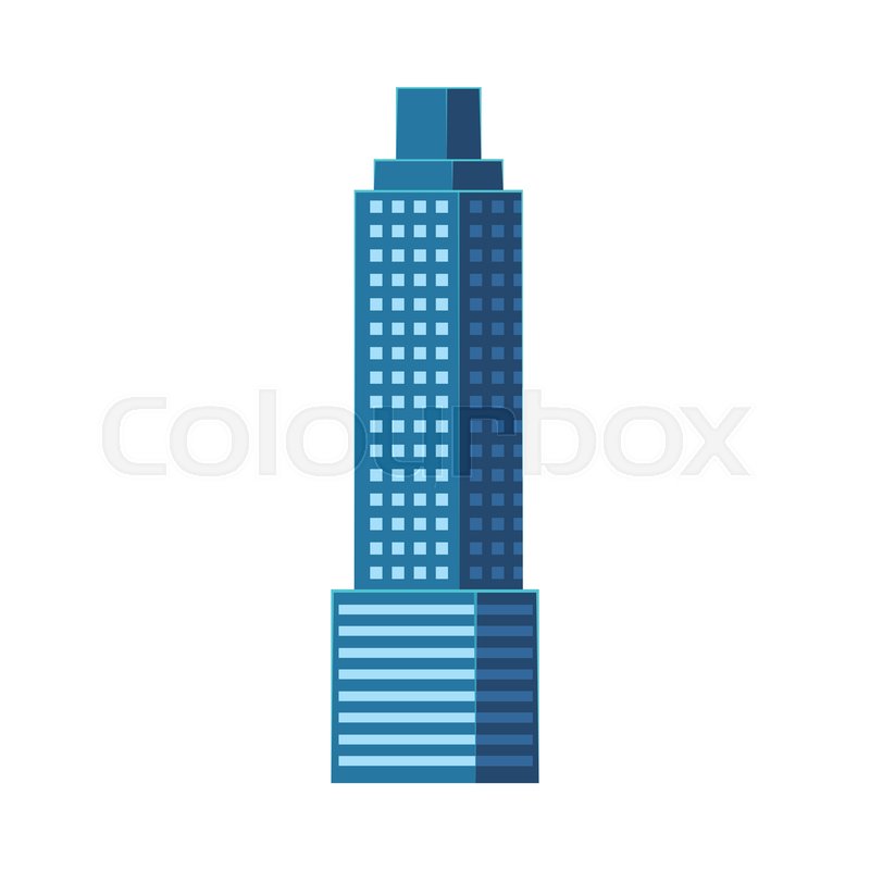 800x800 Skyscraper, Modern Business Center, High Rise Building, Flat Style