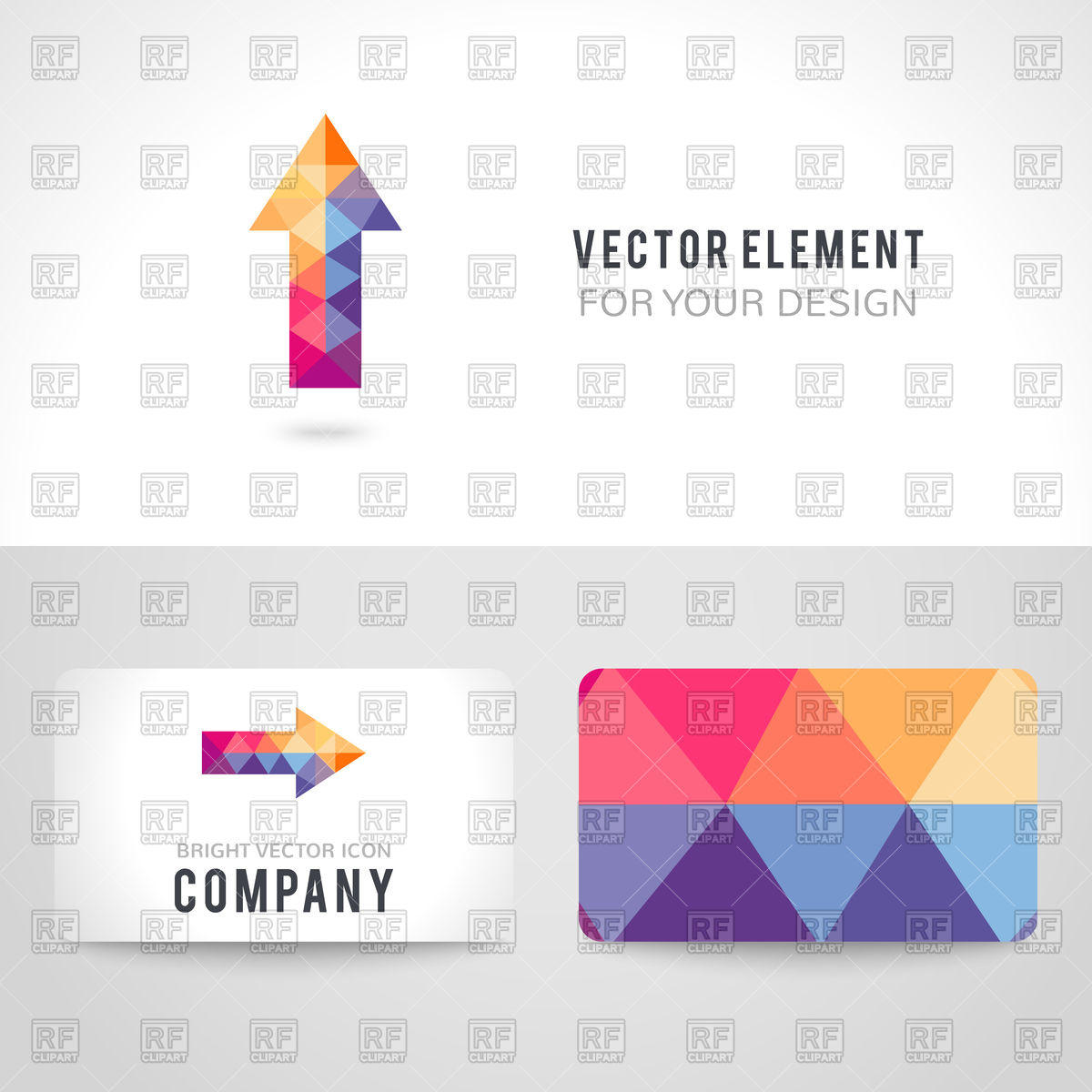 1200x1200 Business Card With Polygonal Colorful Arrow Vector Image Vector