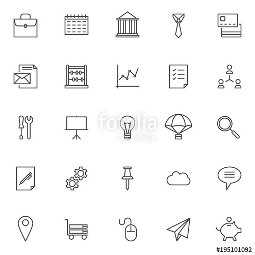 500x500 Business Outline Icons Set. Linear Style Symbols Collection, Line
