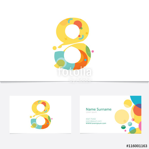 500x500 Creative Number 8 Design Vector Template On The Business Card