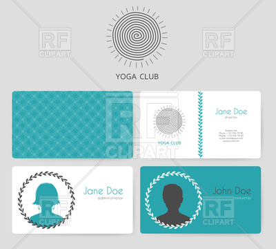 400x360 Blue Business Cards With Yoga Symbols Vector Image Vector