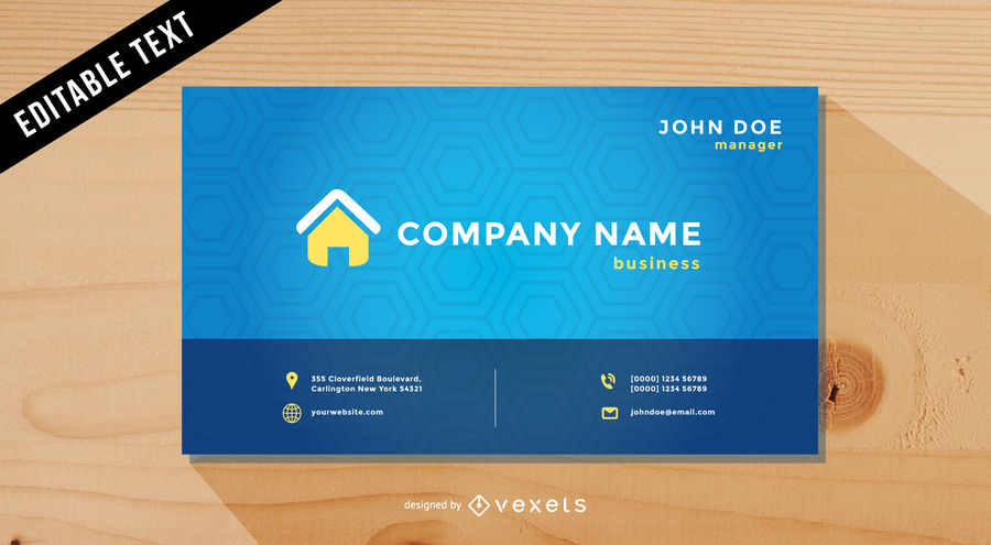 900x495 Cool Blue Vector Business Card Template