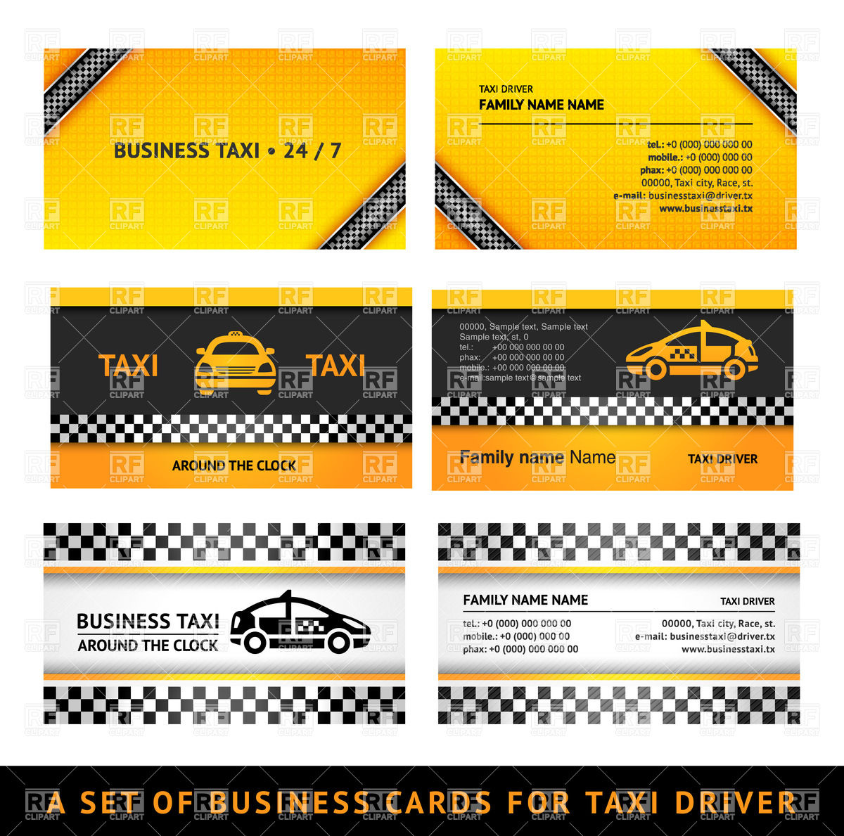 1200x1189 Business Card Templates For Taxi Service Vector Image Vector