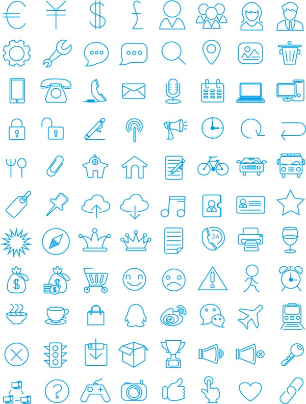600x792 88 Blue Line Painted Business Icons Vector Graphics My Free