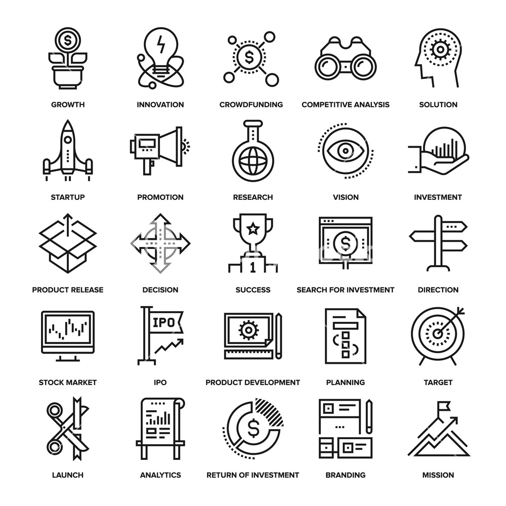 1000x1000 Abstract Vector Collection Of Line Startup And New Business Icons