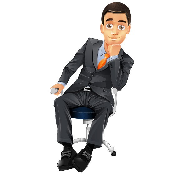 594x559 Businessman Vector Character Sitting On A Chair