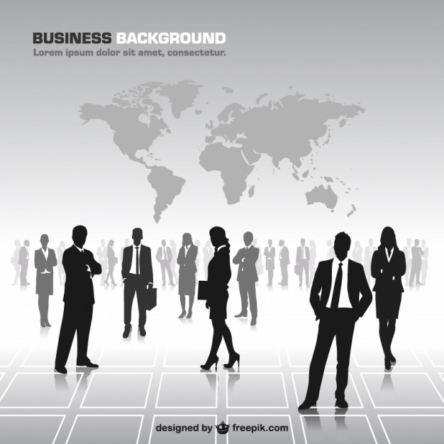 626x626 Business People Silhouettes World Map Vector Free Download