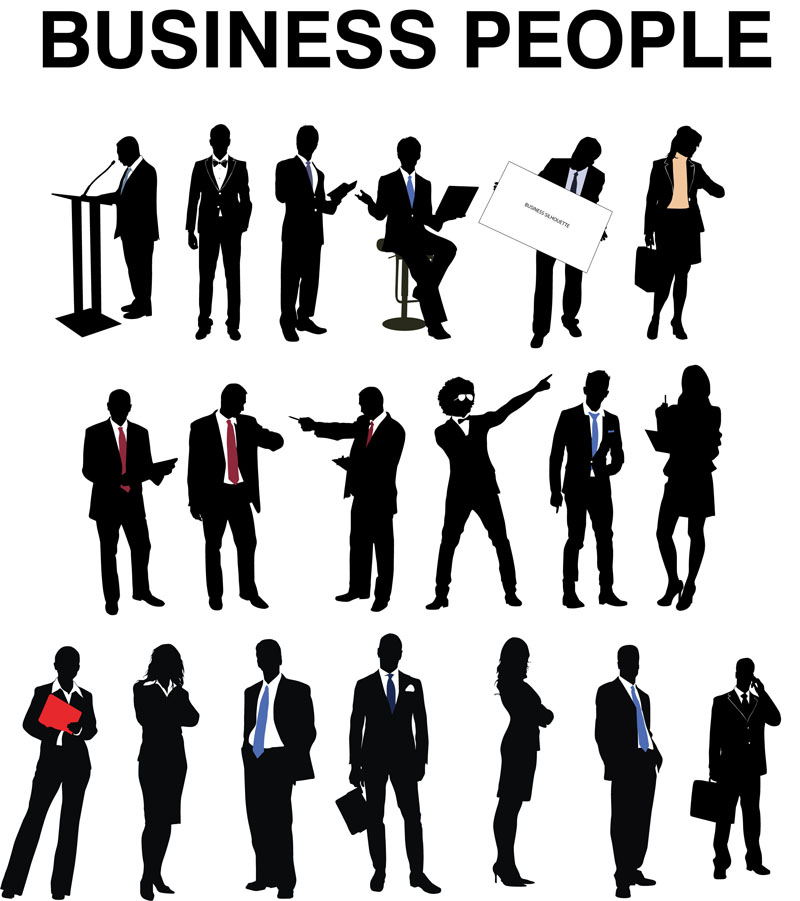 800x901 Business People Vector Silhouettes
