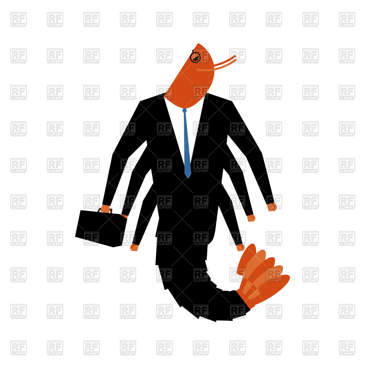 1200x1200 Office Plankton. Marine Animal In Business Suit. Vector Image