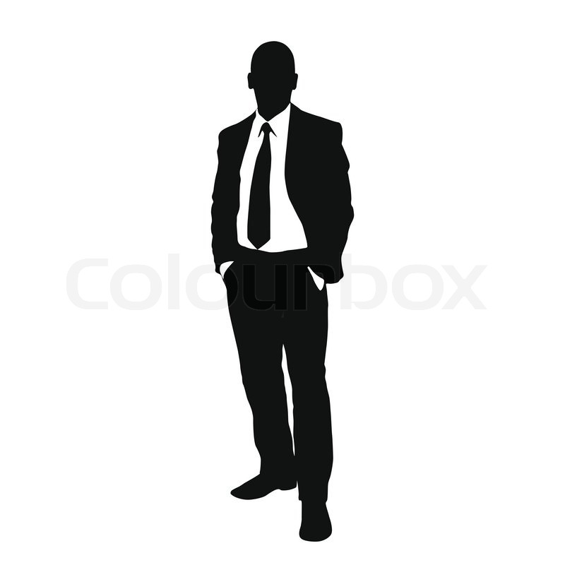 800x800 Vector Business Man Black Silhouette Standing Full Length Over
