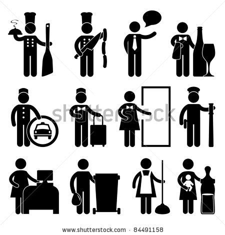 450x470 Stock Vector Chef Manager Waiter Butler Taxi Driver Bellman Vector