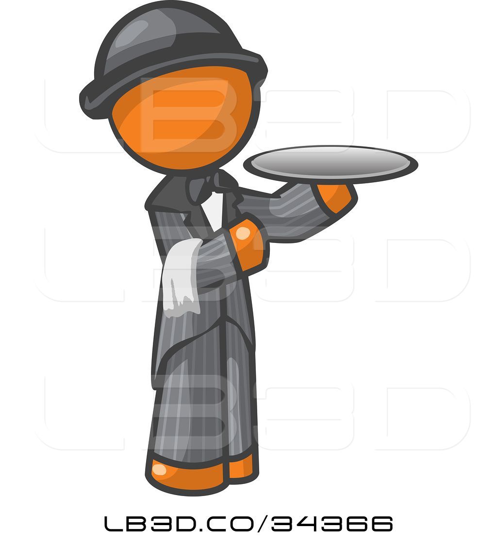 1024x1124 Vector Illustration Of Orange Guy Butler Serving A Platter By Leo