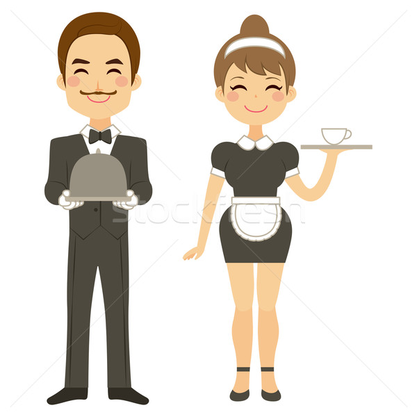 600x600 Butler And Maid Serving Vector Illustration Kakigori ( 5770386