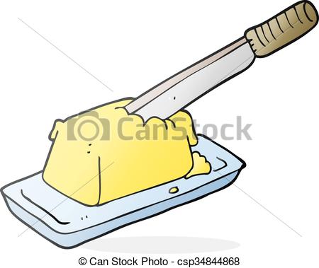 450x379 Freehand Drawn Cartoon Knife In Butter.