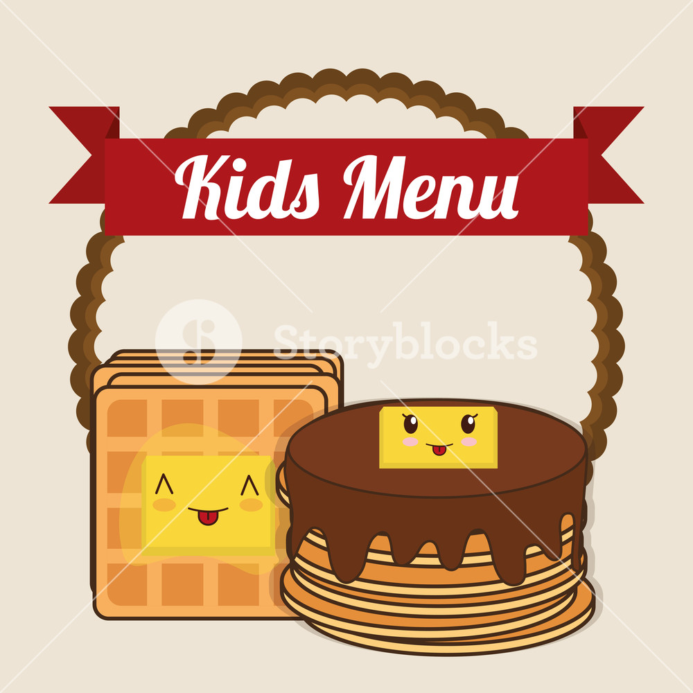 1000x1000 Kids Menu Pancake Syrup Butter Vector Illustration Eps 10 Royalty
