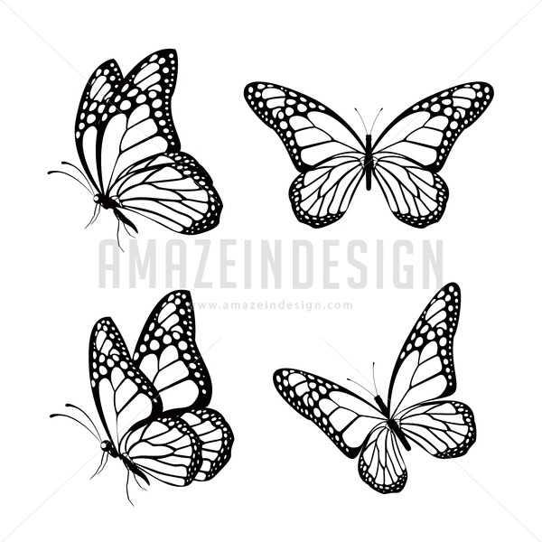 600x600 Set Of Silhouette Butterflies Vector Illustration