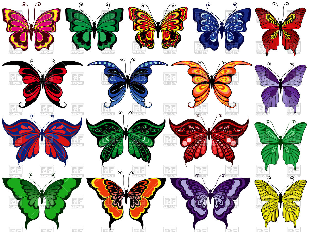 1200x900 Set Of Colorful Ornamental Butterflies Vector Image Vector