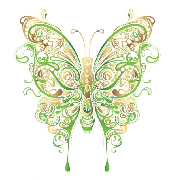 597x626 Abstract Floral Butterfly Vector Art Vector Free Download