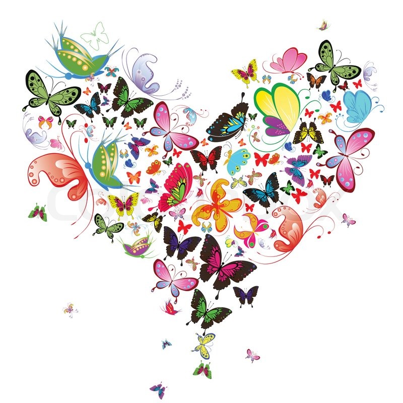 800x800 Abstract Heart Butterfly Vector. Art Icon, Insect. Concept