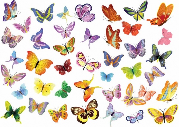 600x427 Free Vector Set Of Butterflies Decoration Free Vector In