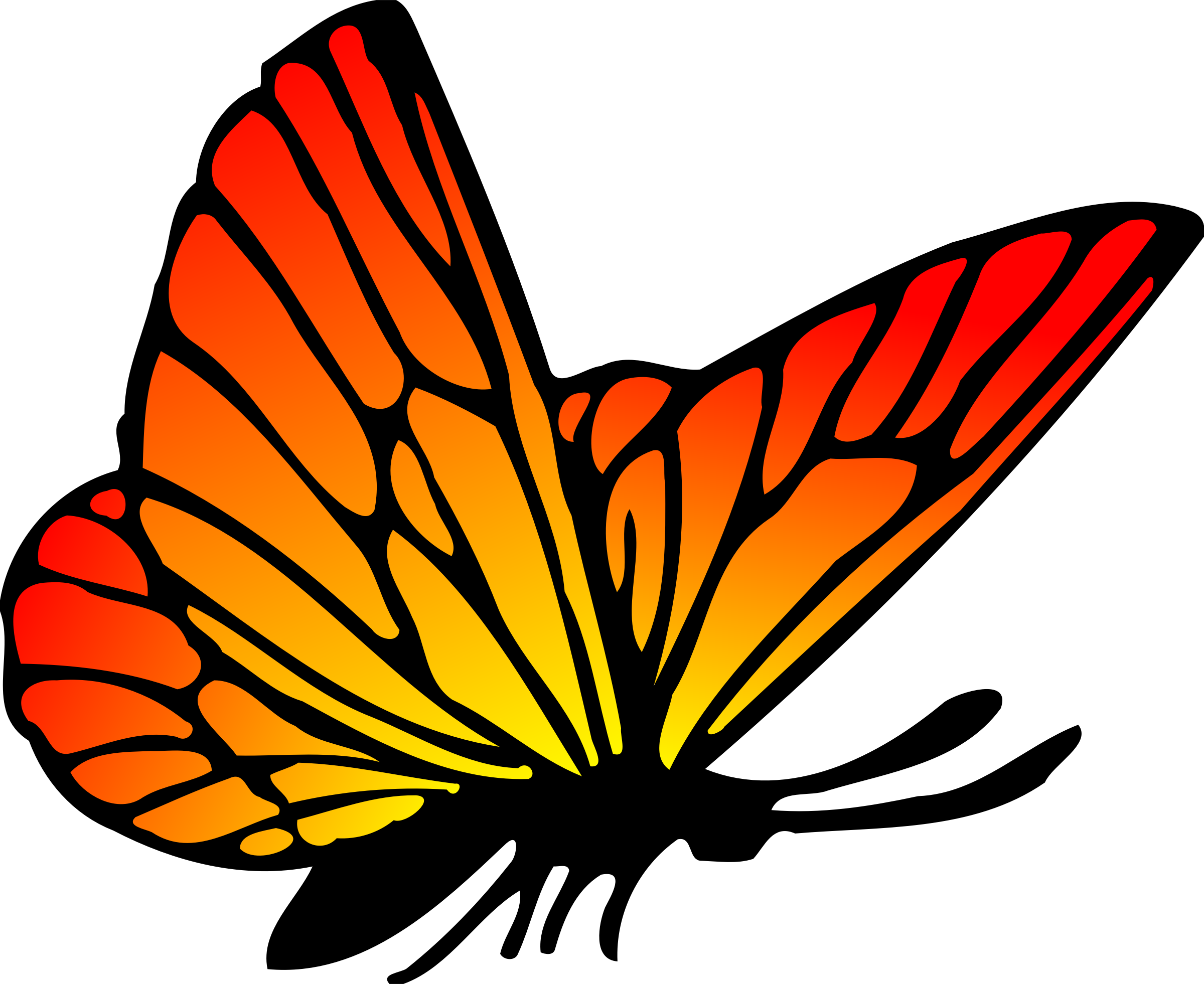2400x1962 Red Orange Butterfly Vector Clipart Image