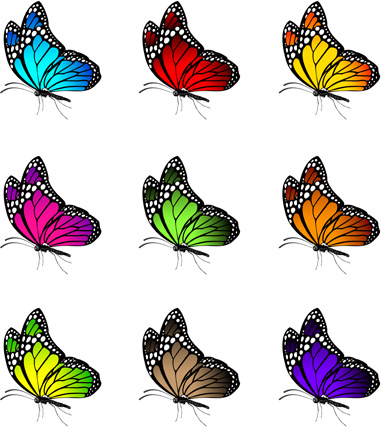 381x427 Beautiful Butterflies Vector Icons Set Free Vector In Encapsulated
