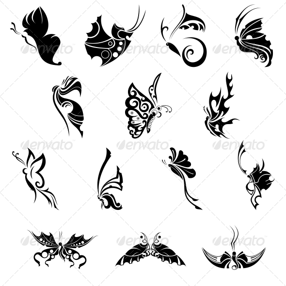 590x590 Decorative Butterflies Vector Pack By Vecras Graphicriver