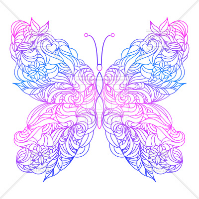400x400 Floral Hand Drawn Butterfly Vector Image Vector Artwork Of