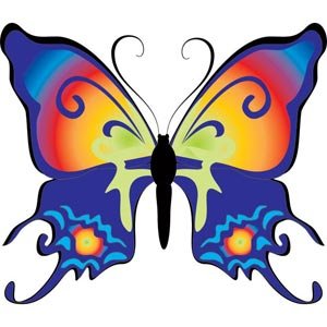 300x300 Free Beautiful And Colorful Summer Butterfly Vector Art Clipart