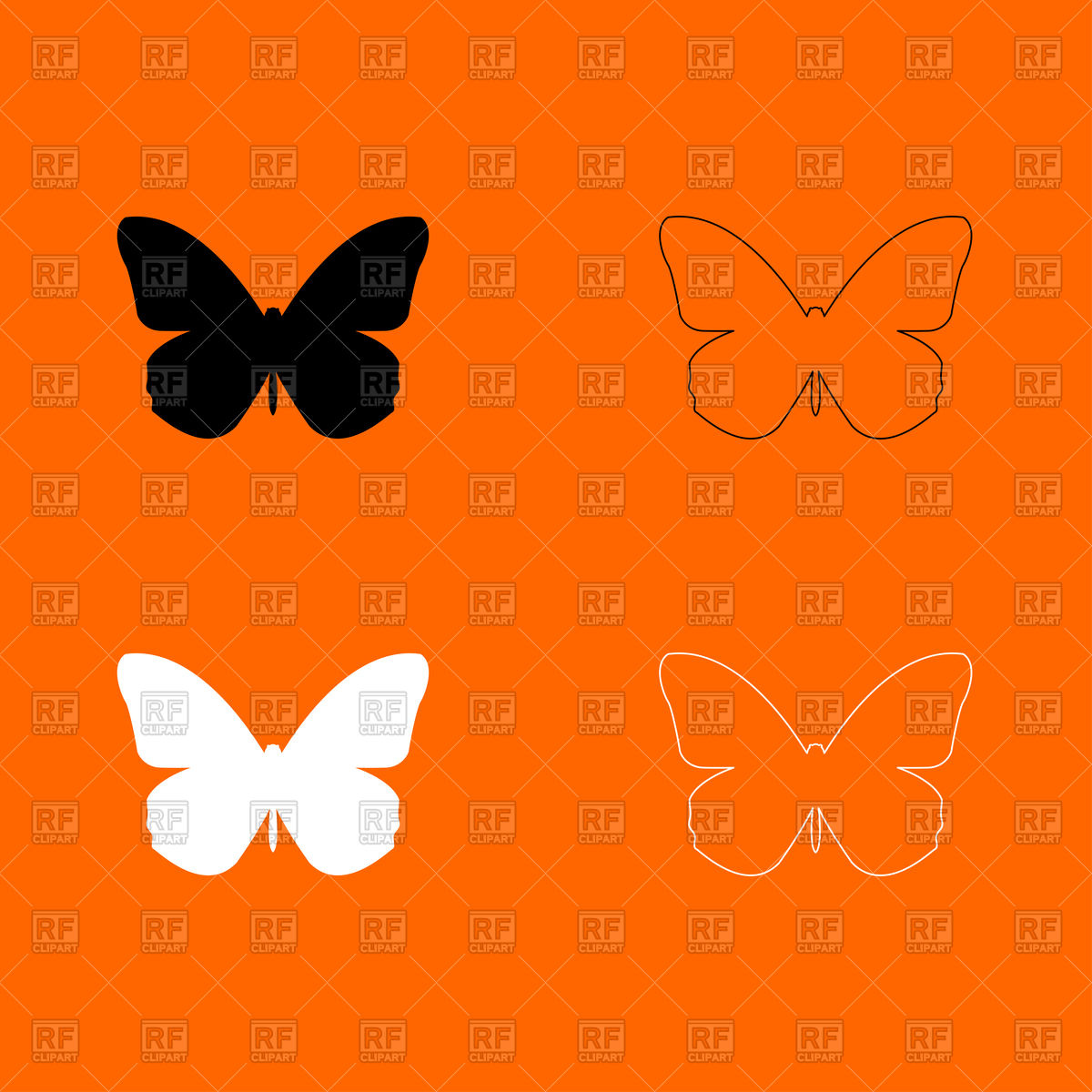 1200x1200 Butterfly Icon, Silhouette And Outline Vector Image Vector