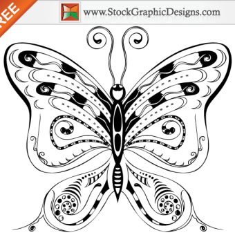 340x340 Butterfly Outline Clipart Free Vector Graphics 123freevectors