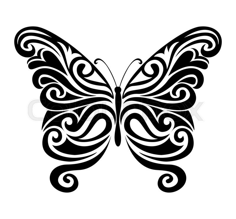 800x740 Decorative Ornamental Butterfly Silhouette. Vector Illustration