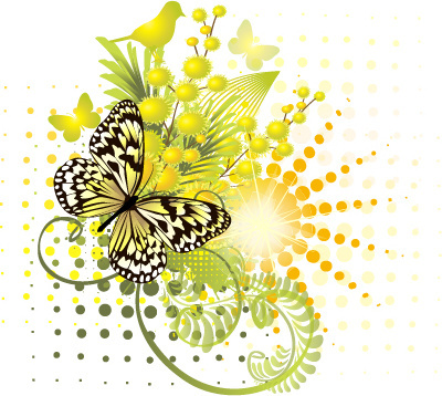 400x358 Stylish Floral Background With Butterfly Vector Png Images