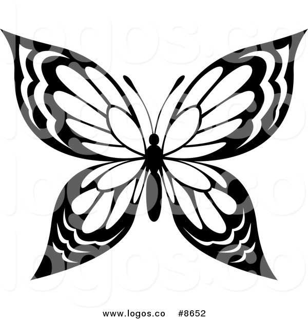 600x620 Butterfly Wings Black White Clipart