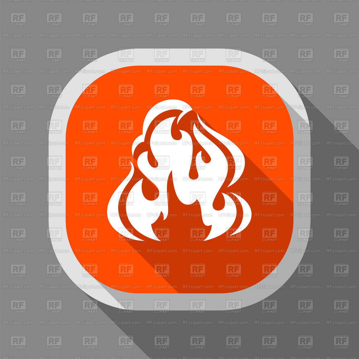 1200x1200 Fire Flame Icon With Shadow On A Rounded Orange Square Button